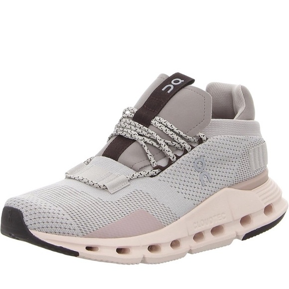 On Running Shoes - On Running Women's Cloudnova Sneakers - Gray and Soft pink eggshells